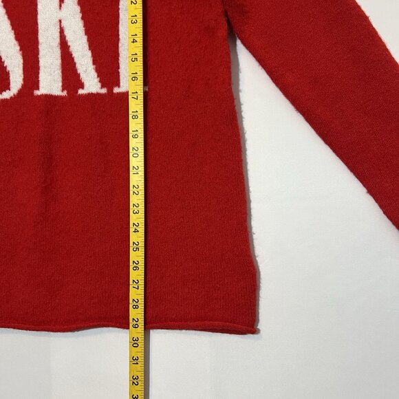 Cupcakes & Cashmere Women’s Red Ski Knit Sweater Pullover Medium Size Oversized - Picture 7 of 9